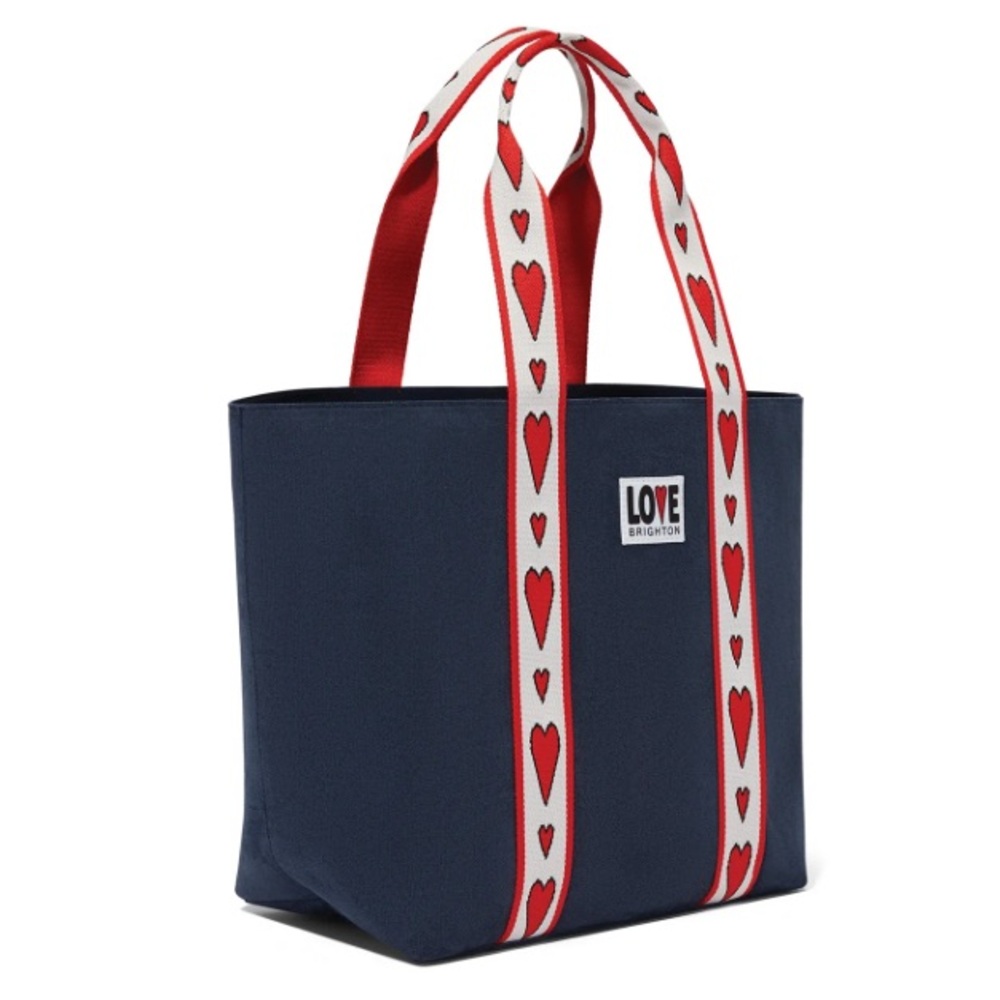 💙❤️ BRIGHTON Retired Velveteen Love Tote Blue and Red Heart Bag - Picture 9 of 9